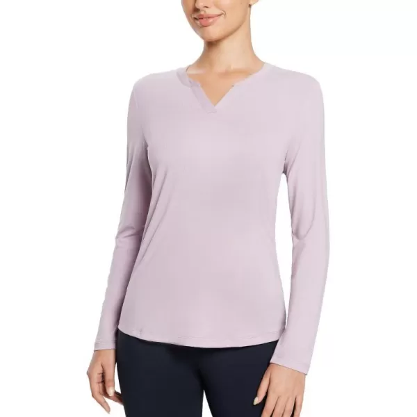 BALEAF Womens V Neck Long Sleeve Fall Shirts Workout Tops Yoga Loose Fit Casual Tee ShirtPurple