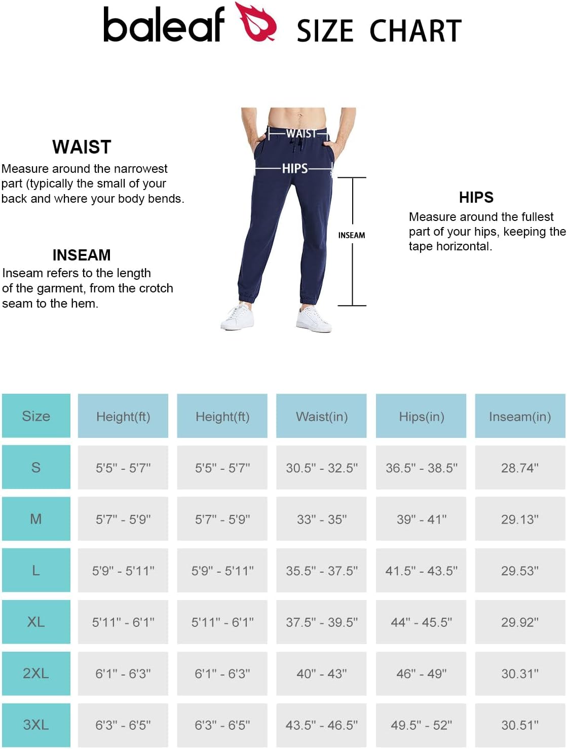 Baleaf Men’s 27\" Cotton Sweatpants Joggers Fitness Running Hiking Lounge Pockets