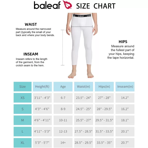 BALEAF 34 Youth Boys Compression Leggings Athletic Training Capris Tights Pants Kids Basketball Football Base LayerWhite 34 Long Left  Short Half Right