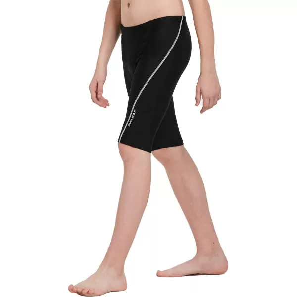 BALEAF Boys Athletic Swim Jammer UPF 50 Quick Dry Youth Training Swimming ShortBlackWhite