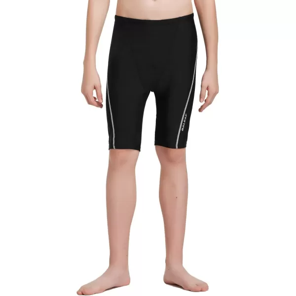 BALEAF Boys Athletic Swim Jammer UPF 50 Quick Dry Youth Training Swimming ShortBlackWhite