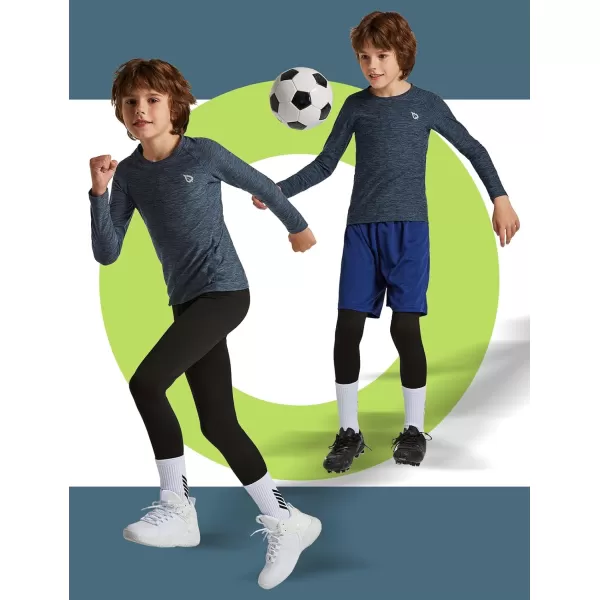 BALEAF Boys Compression Shirt Long Sleeve Youth Undershirts Kids Football Baseball Baselayer Cold Gear Quick DryBlue