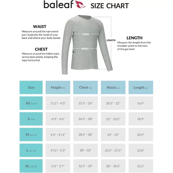 BALEAF Boys Compression Shirt Long Sleeve Youth Undershirts Kids Football Baseball Baselayer Cold Gear Quick DryLight Grey