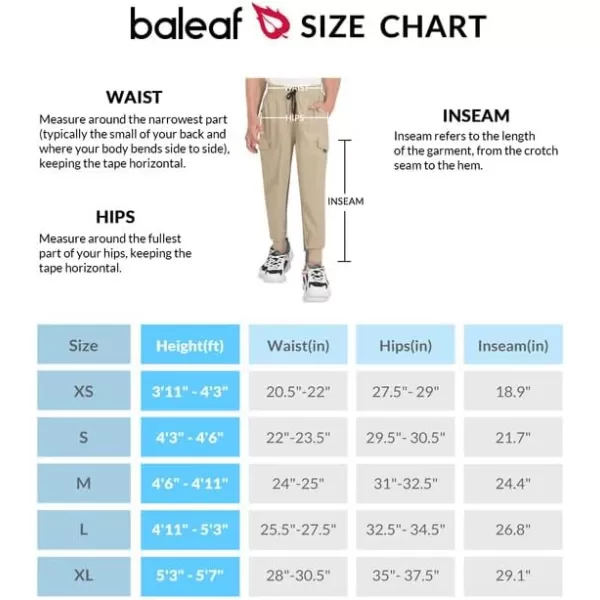 BALEAF Boys Hiking Pants Quick Dry Youth Cargo Joggers Lightweight Elastic Waist Pants Casual Athletic Running OutdoorKhaki