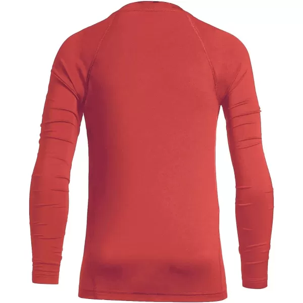 BALEAF Boys Thermal Compression Shirts Youth Long Sleeve Fleece Base Layer Soccer Football Cold GearCrew Neck Red