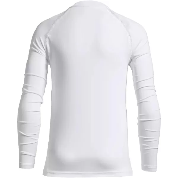 BALEAF Boys Thermal Compression Shirts Youth Long Sleeve Fleece Base Layer Soccer Football Cold GearCrew Neck White