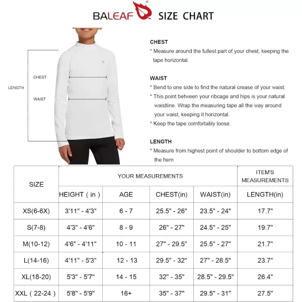 BALEAF Boys Thermal Compression Shirts Youth Long Sleeve Fleece Base Layer Soccer Football Cold GearMock Neck Whitefleece Lined