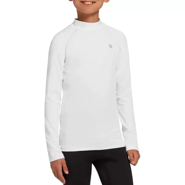 BALEAF Boys Thermal Compression Shirts Youth Long Sleeve Fleece Base Layer Soccer Football Cold GearMock Neck Whitefleece Lined