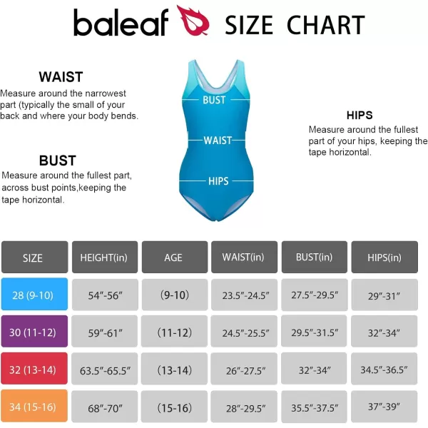 BALEAF Girls Swimsuits Athletic One Piece Bathing Suit Modest Racer Back UPF 50 Swimming Swimwear 916 YearsHawaii Green