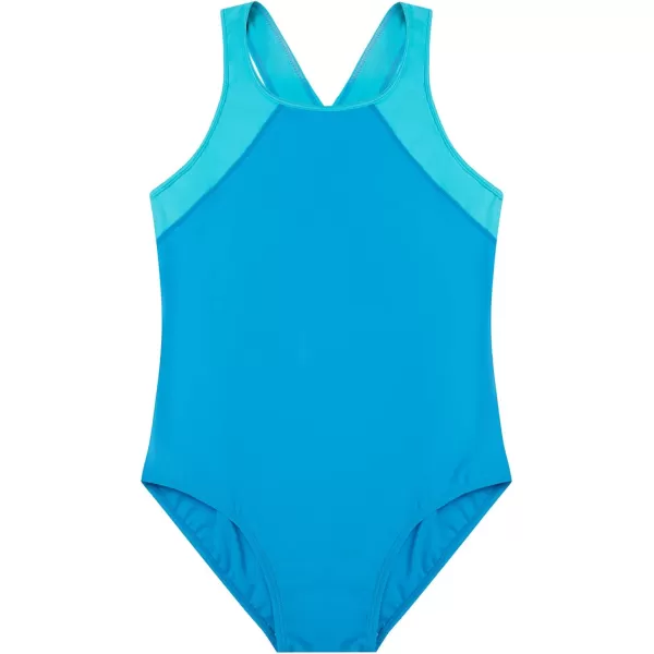 BALEAF Girls Swimsuits Athletic One Piece Bathing Suit Modest Racer Back UPF 50 Swimming Swimwear 916 YearsHawaii Green