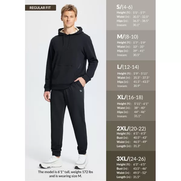 BALEAF Mens 2730 Cotton Sweatpants Sports Running Hiking Joggers Pants Lightweight Lounge Pocketed Pajamas 78 LengthBlack