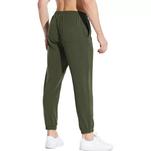 BALEAF Mens 2730 Cotton Sweatpants Sports Running Hiking Joggers Pants Lightweight Lounge Pocketed Pajamas 78 LengthGreen