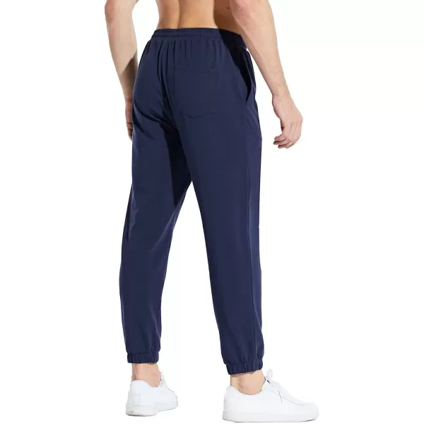 BALEAF Mens 2730 Cotton Sweatpants Sports Running Hiking Joggers Pants Lightweight Lounge Pocketed Pajamas 78 LengthNavy Blue