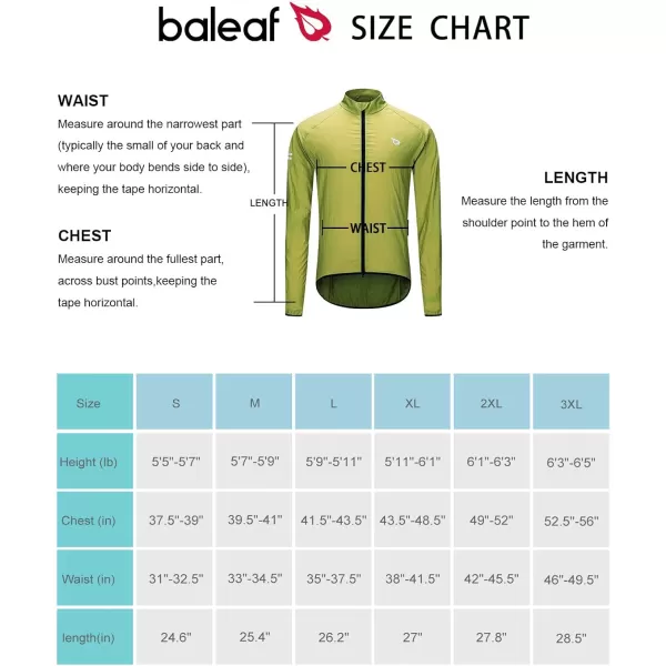 BALEAF Mens Cycling Windbreaker Jackets Lightweight Windproof Packable Pockets Reflective Waterresistant UPF40 All Weather01green