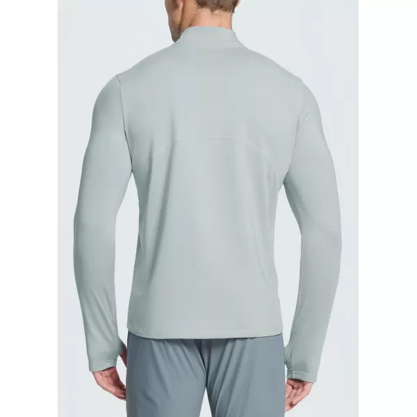 BALEAF Mens Long Sleeve Running Shirts Fleece Pullover Quarter Zip Pockets Cold Weather Winter GearGrey