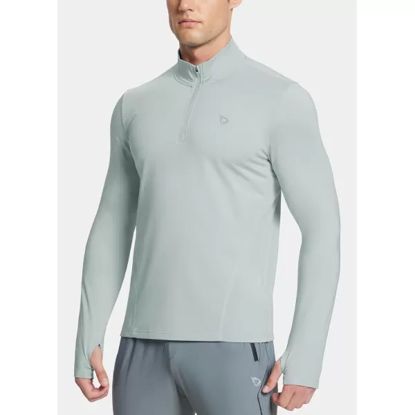 BALEAF Mens Long Sleeve Running Shirts Fleece Pullover Quarter Zip Pockets Cold Weather Winter GearGrey