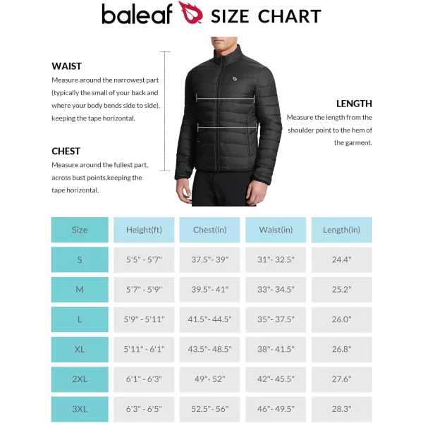 BALEAF Mens Puffer Jacket Packable Winter Coats Lightweight Water Resistant Quilted Warm WindproofBlack