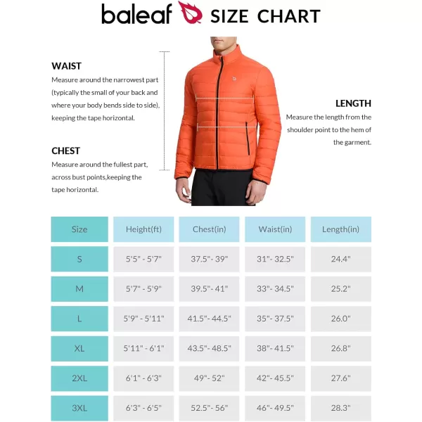 BALEAF Mens Puffer Jacket Packable Winter Coats Lightweight Water Resistant Quilted Warm WindproofOrange