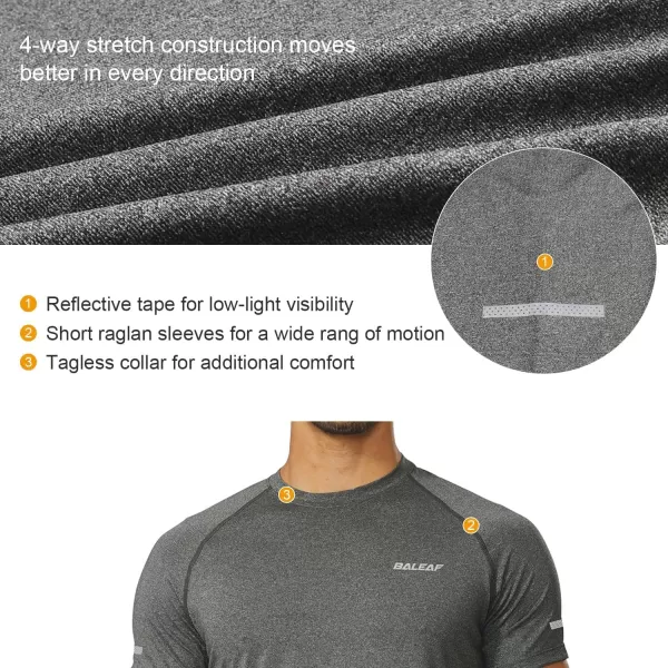 BALEAF Mens Running Workout Shirts Short Sleeve Athletic TShirt Quick DryA009slate Gray