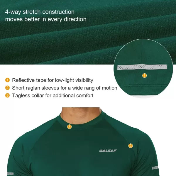 BALEAF Mens Running Workout Shirts Short Sleeve Athletic TShirt Quick DryA011blackish Green