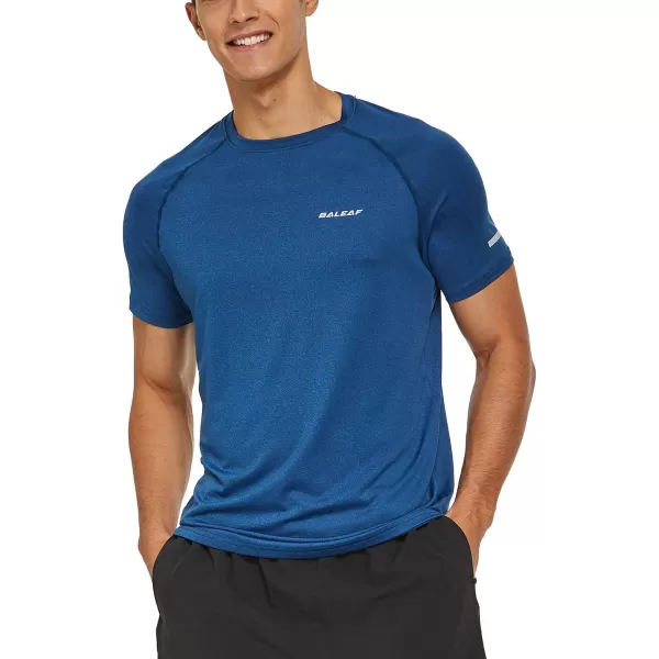 BALEAF Mens Running Workout Shirts Short Sleeve Athletic TShirt Quick DryA015heather Blue