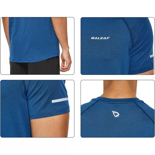 BALEAF Mens Running Workout Shirts Short Sleeve Athletic TShirt Quick DryA015heather Blue