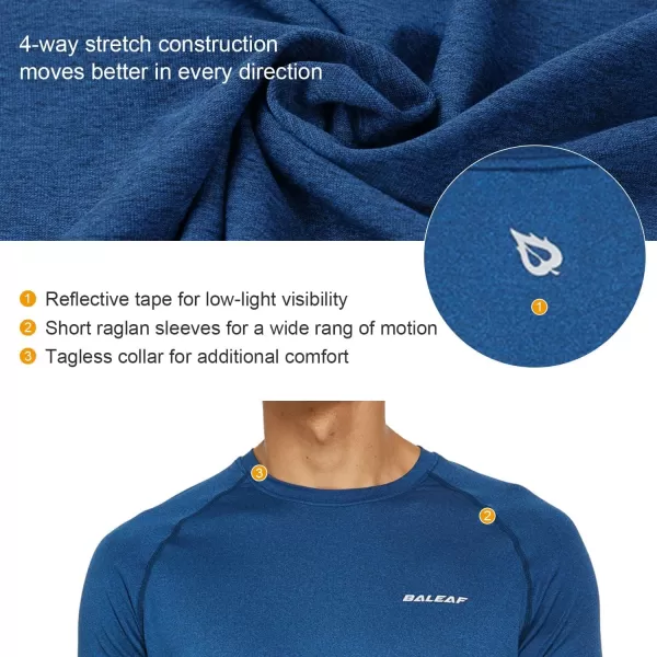 BALEAF Mens Running Workout Shirts Short Sleeve Athletic TShirt Quick DryA015heather Blue