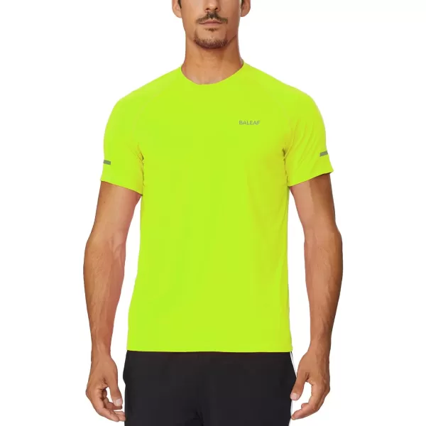 BALEAF Mens Running Workout Shirts Short Sleeve Athletic TShirt Quick DryA021fluorescent Green