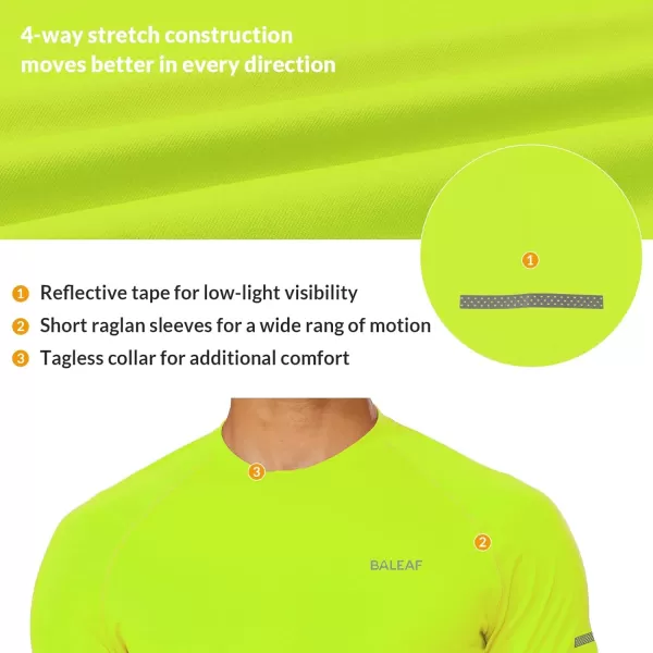 BALEAF Mens Running Workout Shirts Short Sleeve Athletic TShirt Quick DryA021fluorescent Green