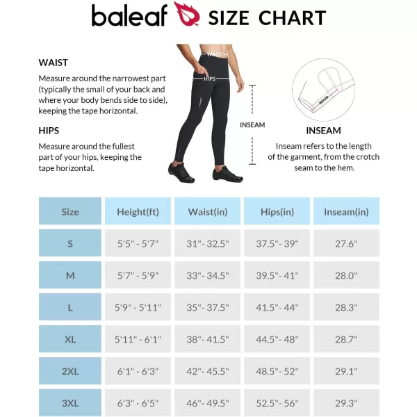 BALEAF Mens Thermal Cycling Pants 4D Padded Winter Bike Tights Fleece Lined Bicyble Riding LeggingsBlack