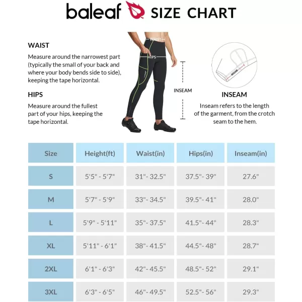 BALEAF Mens Thermal Cycling Pants 4D Padded Winter Bike Tights Fleece Lined Bicyble Riding LeggingsBlackGreen