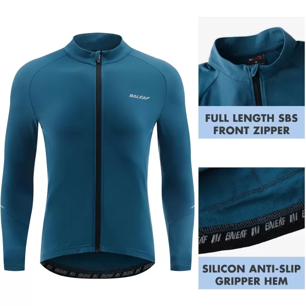 BALEAF Mens Winter Cycling Jersey Long Sleeve Fleece Thermal Bike Jacket Bicycle Clothing Windproof Cold Weathre Gear01blue