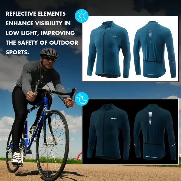 BALEAF Mens Winter Cycling Jersey Long Sleeve Fleece Thermal Bike Jacket Bicycle Clothing Windproof Cold Weathre Gear01blue