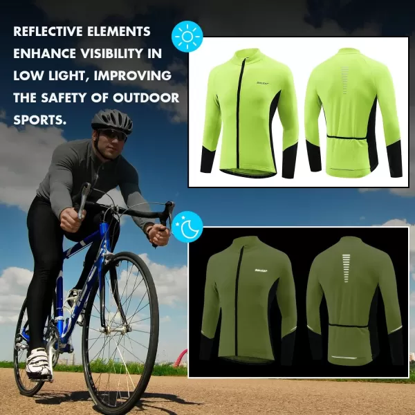 BALEAF Mens Winter Cycling Jersey Long Sleeve Fleece Thermal Bike Jacket Bicycle Clothing Windproof Cold Weathre Gear02fluorescent Yellow