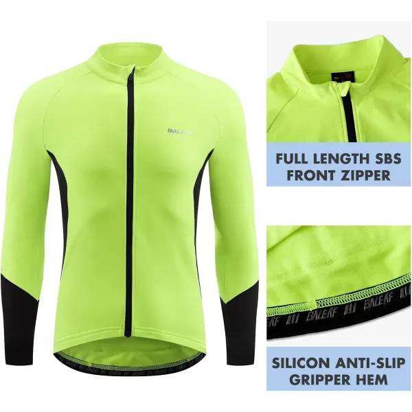 BALEAF Mens Winter Cycling Jersey Long Sleeve Fleece Thermal Bike Jacket Bicycle Clothing Windproof Cold Weathre Gear02fluorescent Yellow