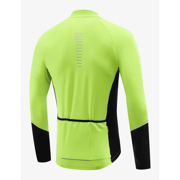 BALEAF Mens Winter Cycling Jersey Long Sleeve Fleece Thermal Bike Jacket Bicycle Clothing Windproof Cold Weathre Gear02fluorescent Yellow