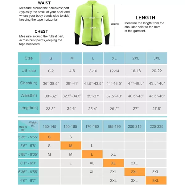 BALEAF Mens Winter Cycling Jersey Long Sleeve Fleece Thermal Bike Jacket Bicycle Clothing Windproof Cold Weathre Gear02fluorescent Yellow