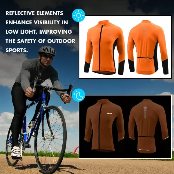 BALEAF Mens Winter Cycling Jersey Long Sleeve Fleece Thermal Bike Jacket Bicycle Clothing Windproof Cold Weathre Gear03orange