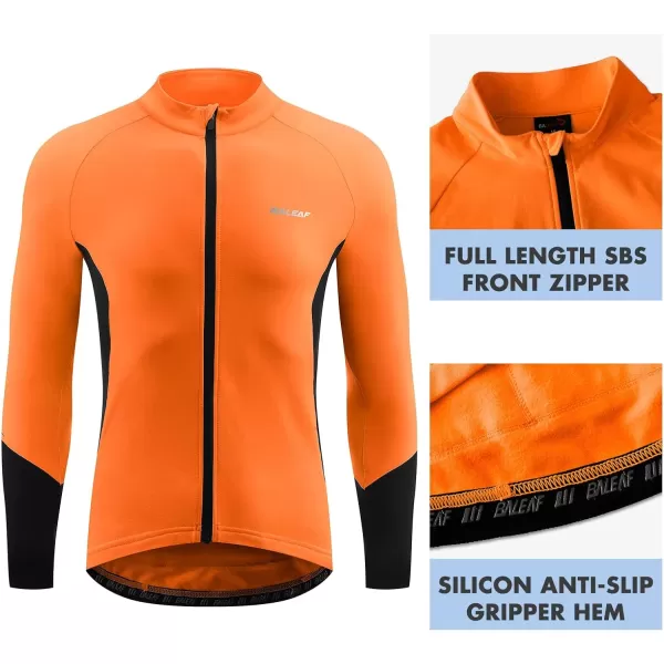 BALEAF Mens Winter Cycling Jersey Long Sleeve Fleece Thermal Bike Jacket Bicycle Clothing Windproof Cold Weathre Gear03orange