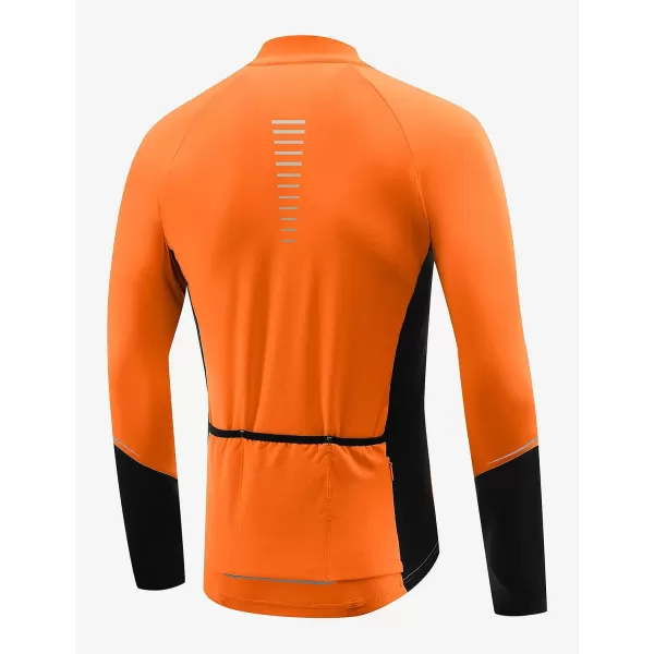 BALEAF Mens Winter Cycling Jersey Long Sleeve Fleece Thermal Bike Jacket Bicycle Clothing Windproof Cold Weathre Gear03orange