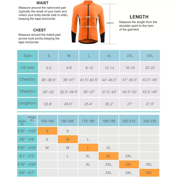 BALEAF Mens Winter Cycling Jersey Long Sleeve Fleece Thermal Bike Jacket Bicycle Clothing Windproof Cold Weathre Gear03orange