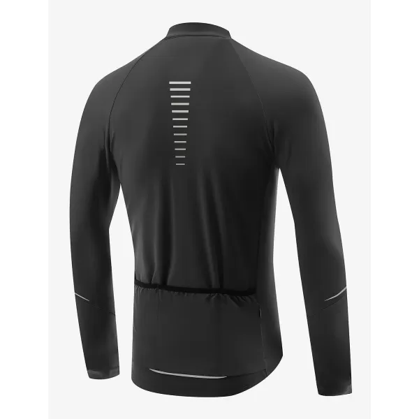 BALEAF Mens Winter Cycling Jersey Long Sleeve Fleece Thermal Bike Jacket Bicycle Clothing Windproof Cold Weathre Gear04black