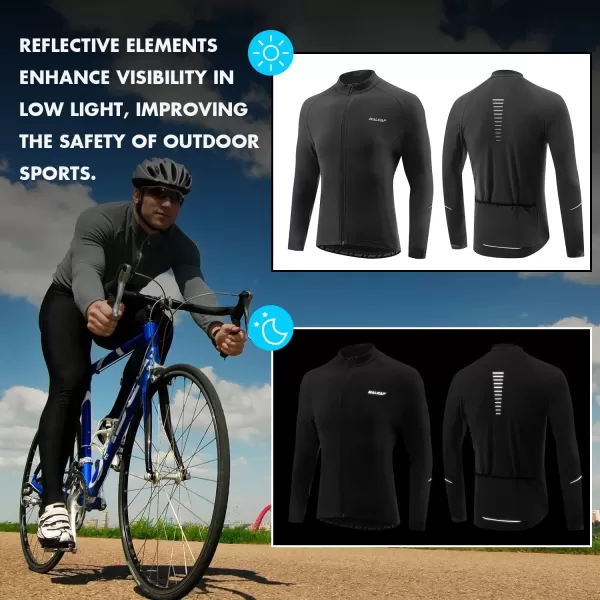 BALEAF Mens Winter Cycling Jersey Long Sleeve Fleece Thermal Bike Jacket Bicycle Clothing Windproof Cold Weathre Gear04black