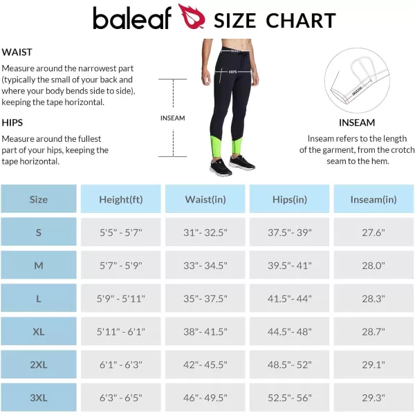 BALEAF Mens Winter Running Tights Thermal Cycling Pants Water Resistant Pockets Zipper Legs Cold WeatherBlackGreen