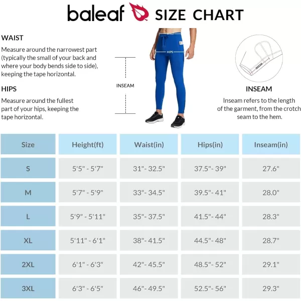 BALEAF Mens Winter Running Tights Thermal Cycling Pants Water Resistant Pockets Zipper Legs Cold WeatherBlue