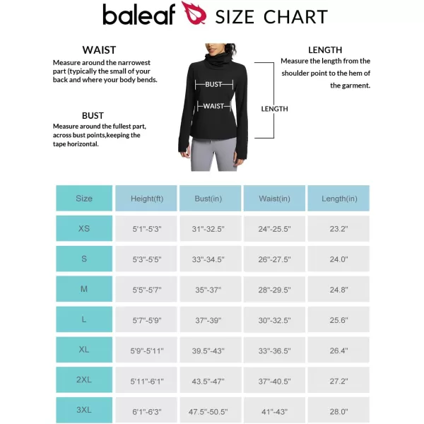 BALEAF Thermal Long Sleeve Women Shirts Winter Clothes Cowl Neck Warm Fleece Base Layer Tops with Balaclava and ThumbholesBlack