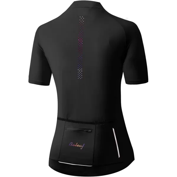 BALEAF Womens Cycling Jersey Short Sleeve Bike Shirts with Pockets Bicycle Biking Tops Breathable SummerBlack