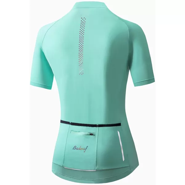 BALEAF Womens Cycling Jersey Short Sleeve Bike Shirts with Pockets Bicycle Biking Tops Breathable SummerBluish Green