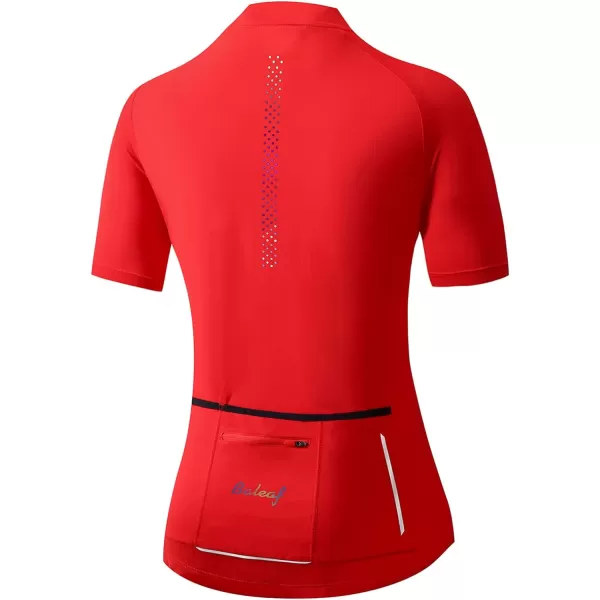 BALEAF Womens Cycling Jersey Short Sleeve Bike Shirts with Pockets Bicycle Biking Tops Breathable SummerRed