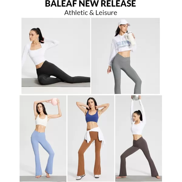 BALEAF Womens Flare Leggings with Zipper Pockets Crossover High Waist Bootcut Yoga Pants Tummy Control Bell Bottom LeggingsBlack